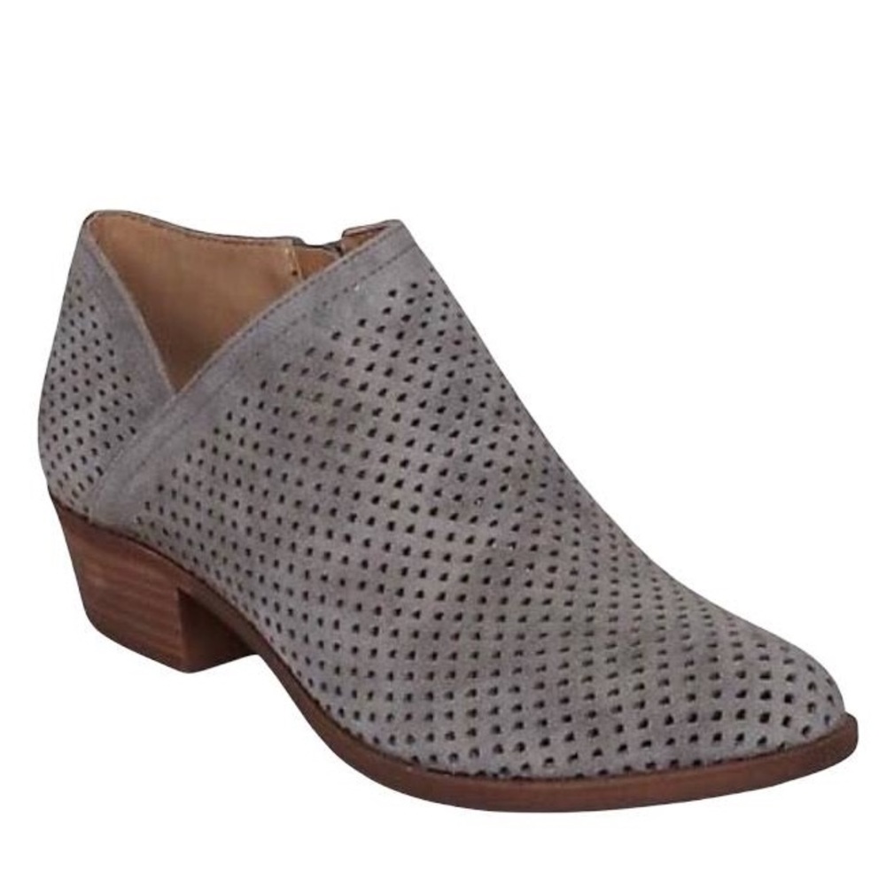 Lucky Brand Gray Baylah Peforated Suede Booties Size 7.5